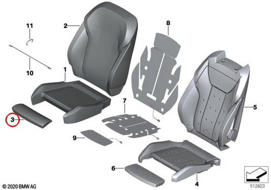 SUPPORT FOR SUROO 52108746047 FOR BMW G42, G87, G20, G21, G22, G26, G01, G02. Original BMW.