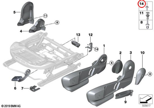 Blind Remache OEM 52109108141 per BMW F40, F44, F39, G29. BMW originale.