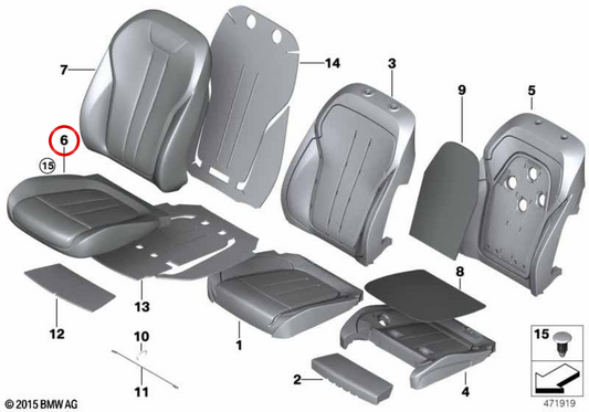 Lederbasisabdeckung OEM 52109109116 für BMW F15, F16. Original BMW.