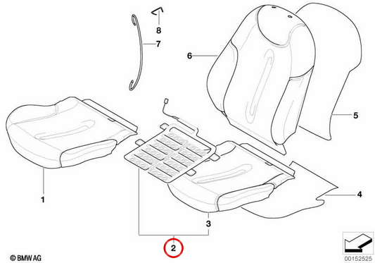 Sitzpolster Sitzfläche rechts OEM 52109112566 für MINI Cabrio R52. Original MINI