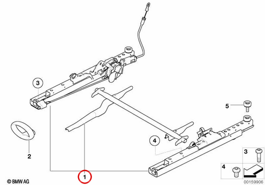 Guida sedile sinistro OEM 52109152079 per MINI R50, R53, Cabrio R52. MINI originale.