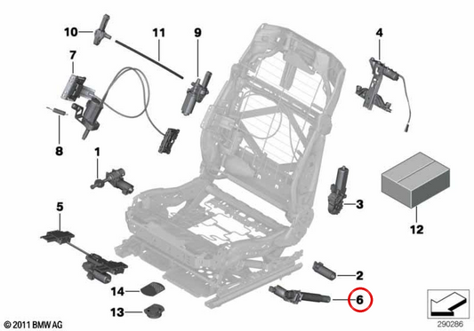 REGOLAZIONE DEL MOTORE SETTO DESTRA OEM 52109168756 per BMW F07, F10, F11, F01, F02, F04. BMW originale.