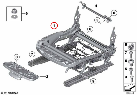 Mecanismo de ajuste de asiento izquierdo OEM 52109176151 para BMW E89. Original BMW.