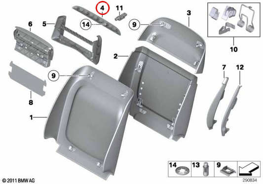 LIG LED pour le siège de confort 52109180214 pour BMW F01, F02, F04. BMW d'origine.