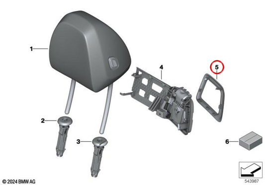 Cubierta embellecedora de ajuste derecho OEM 52109476778 para BMW G42, G87, G22, G23. Original BMW.