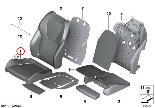 Sportsitzabdeckung in OEM -Leder 52109484011 für BMW G05. Original BMW.
