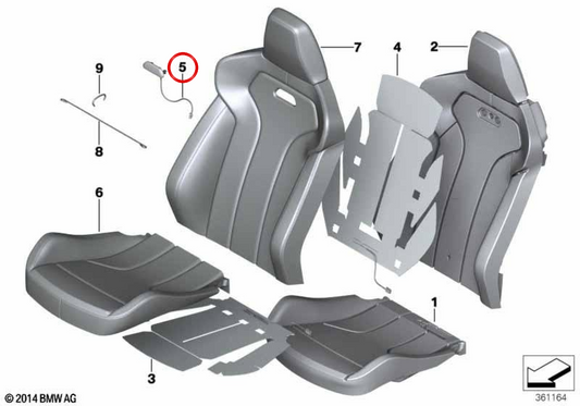 Embellecedor respaldo asiento M OEM 52109503038 para BMW F80, F82, F83. Original BMW.