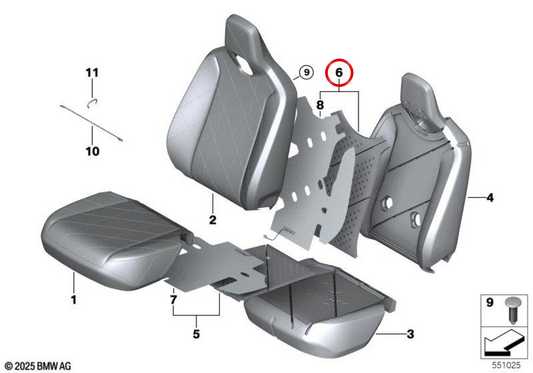 Airbag respaldo izquierdo OEM 52109870609 para BMW iX (I20). Original BMW.