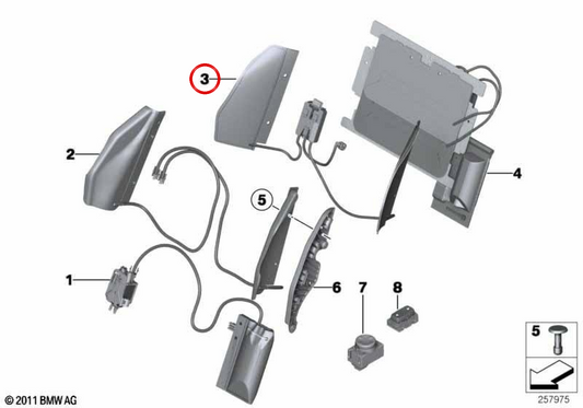 Regulación de anchura del respaldo con válvula OEM 52109891412 para BMW F20, F21, F22, F23, F87, F30, F31, F34, F32, F36. Original BMW.