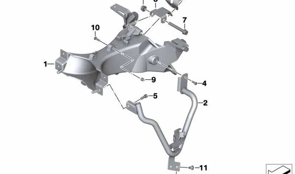 Soporte de revestimiento lateral derecho OEM 46637672200 para moto BMW R 1200 ST (K28) 2005-2007. Original BMW Motorrad.