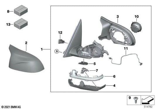 Rétroviseur externe avec chauffage et mémoire, à gauche pour BMW X4 F98, F98N (OEM 51168080359). BMW d'origine.