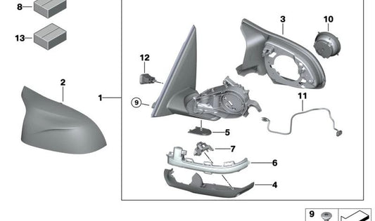 Espejo retrovisor derecho calefactado con memoria OEM 51168080358 para BMW X4 F98, F98N. Original BMW.