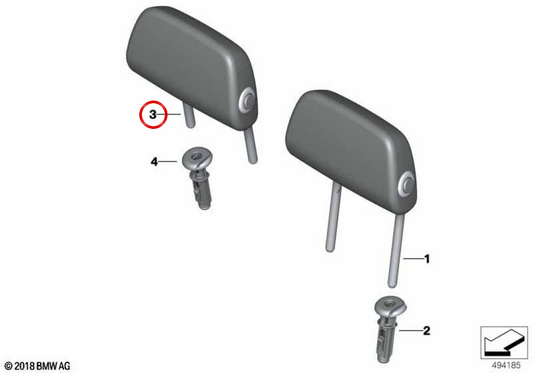 Encosto de cabeça central de couro OEM 52205A06042 para BMW G20, G21, G80, G81. BMW genuíno.