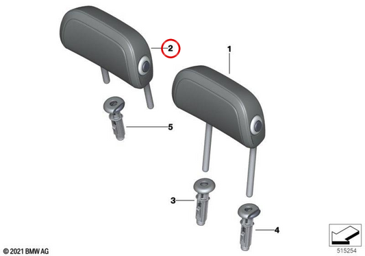 Encosto de cabeça central em couro sintético OEM 52205A0C7D5 para BMW G26. BMW genuíno.
