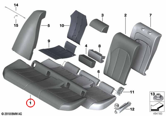 COUVERTURE DE SEAT en cuir 52205A0D0F2 pour BMW G26. BMW d'origine.