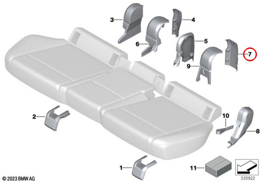 OMPORDO INTÉRIEUR ENGRESSE OEM 52205A19E85 pour BMW U06, U11, U12, U10, U25. BMW d'origine.