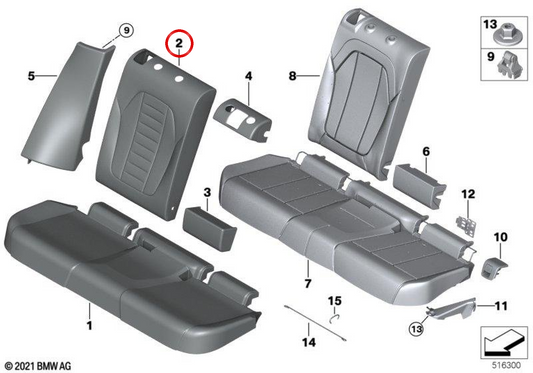Schwimmen in Summile Right Leder OEM 52205A1B116 für BMW G01, G02. Original BMW.