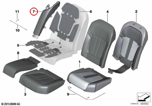 OEM 52205A24067 Pannello laterale in pelle sinistra per BMW G11, G12. BMW originale.