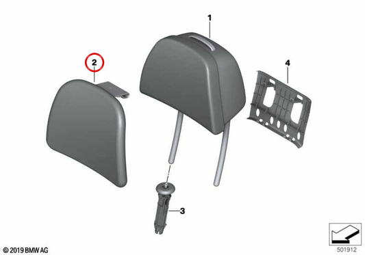 COJín Pedacabezas comfort OEM 52205A31415 per BMW X7 G07 (tutti i modelli: Alpina XB7, M60I XDrive, XDrive40D, XDrive40i). BMW originale.