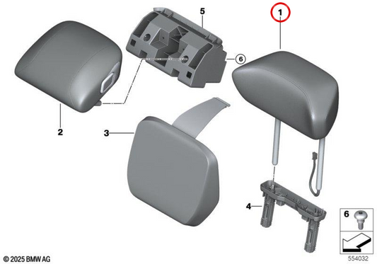Pedacabezas Comfort in Leather OEM 52205A33D01 pour BMW G70. BMW d'origine.