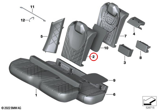 Rechte Leder -Backup -Abdeckung 52205A3B870 für BMW G09. Original BMW.
