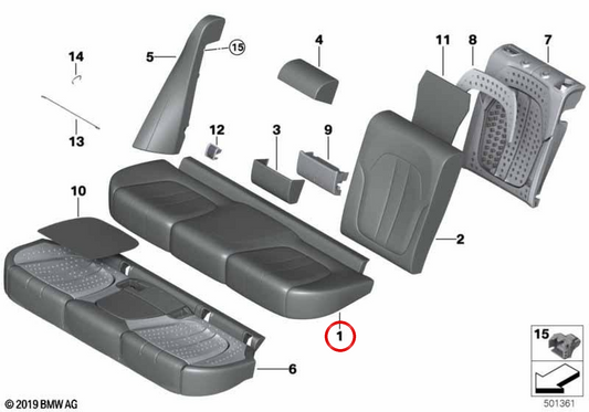 Couvercle de base de la secte OEM 52205A3C860 pour BMW G05, G06. BMW d'origine.
