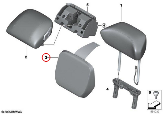 Almofada de encosto de cabeça confortável OEM 52205A3F2A4 para BMW G70. BMW genuíno.