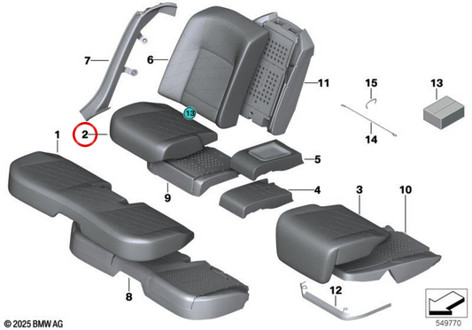 Cas de réglage du confort à droite 52205A421C4 pour BMW G70. BMW d'origine.