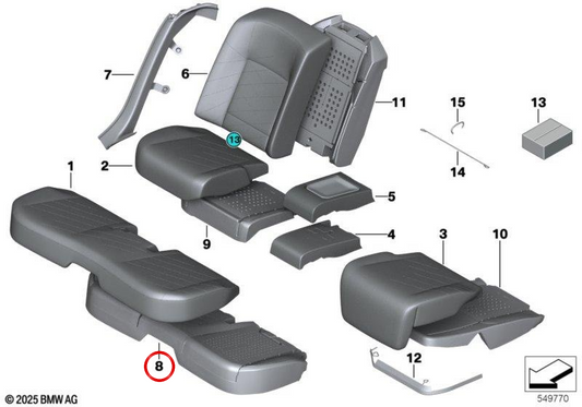 Sitzschaumteil OEM 52205A49FD9 für BMW 7er G70, 735i, 740d, 740i, 760i, 750e xDrive... und mehr. Original BMW.