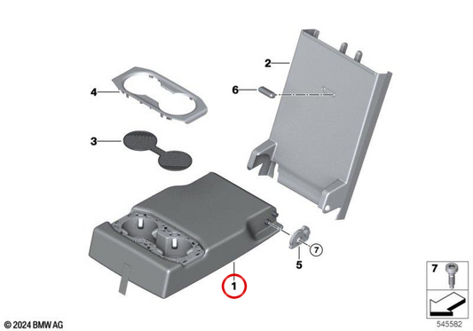 Black Center Armrest OEM 52205A4FE70 for BMW 5 Series G60, G90 M5, G61 Touring, G99 M5 Touring. Genuine BMW.