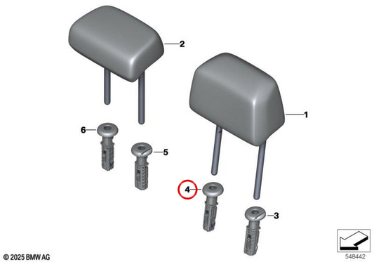 Guia de encosto de cabeça preto OEM 52205A53396 para BMW Série 5 G60, G90, G61, X3 G45, X3L G48… e muito mais. BMW genuíno.