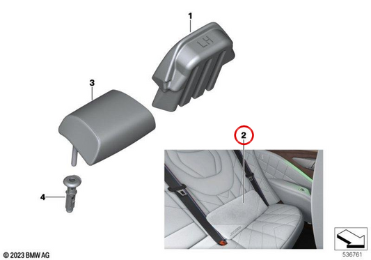 Cojín de confort para respaldo OEM 52205A54905 para BMW XM G09. Original BMW.