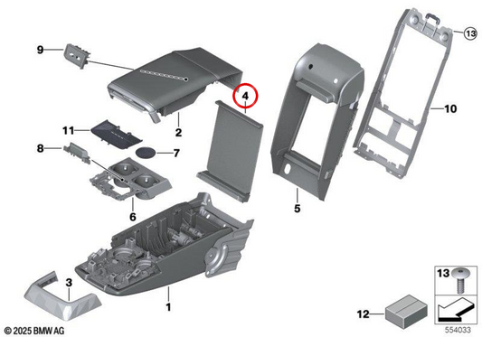 Escudo de visão traseira OEM 52205A6BFB5 para BMW G70 735i, 740d, 740i, 750e xDrive e muito mais. BMW genuíno.