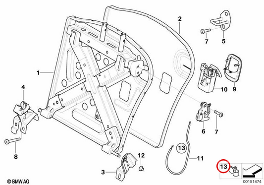 Bowdenzug-Befestigungsclip OEM 52206954406 für MINI R50, R53. Originaler MINI.