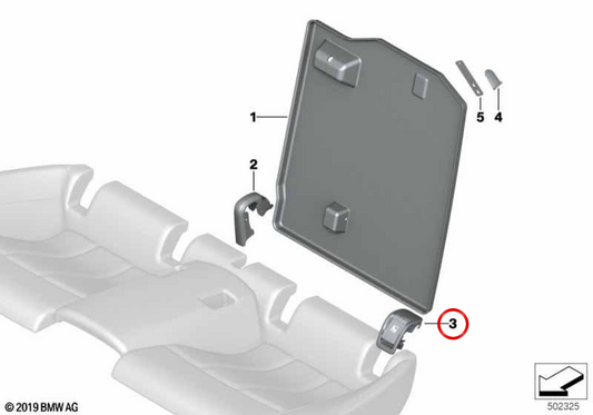 Cognacfarbenes äußeres Isofix-Formteil OEM 52206997766 für BMW G14 840d, G14 840i, G15 840d... und mehr. Original BMW.