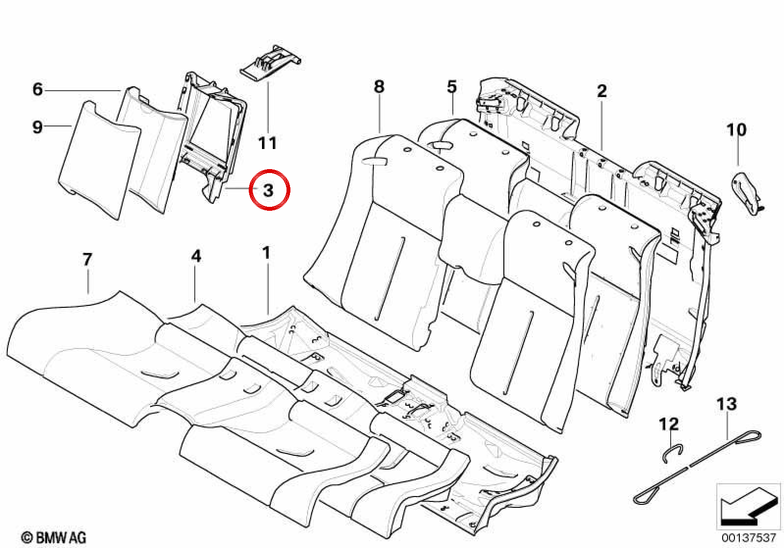 Supporto di riempimento OEM 52207039809 per BMW E63, E64. BMW originale.