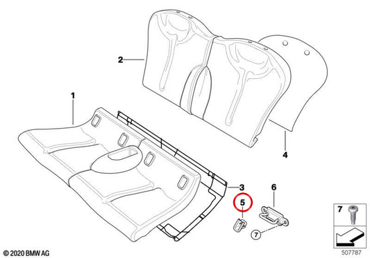 Isofix sinistro rivolto verso OEM 52207043173 per MINI R50, R52, R53. MINI originale.