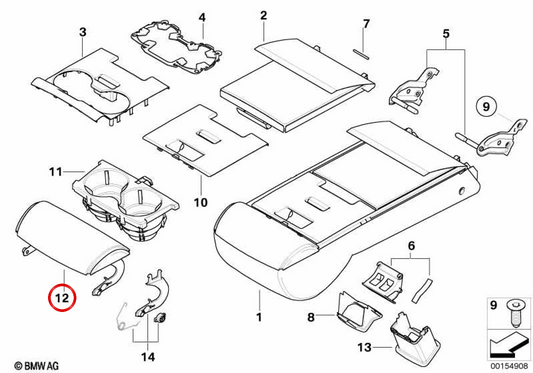 Pulsante per supporto in pelle OEM 52207135867 per BMW E60, E61. BMW originale.
