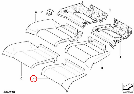 Coperchio di sedile in pelle sinistra OEM 52207246645 per BMW E93. BMW originale.