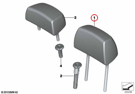 Reposacabezas de cuero sintético OEM 52207256543 para BMW F25. Original BMW.