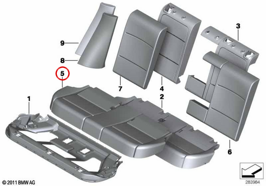 Capa de assento de couro OEM 52207256749 para BMW F25. BMW genuíno.