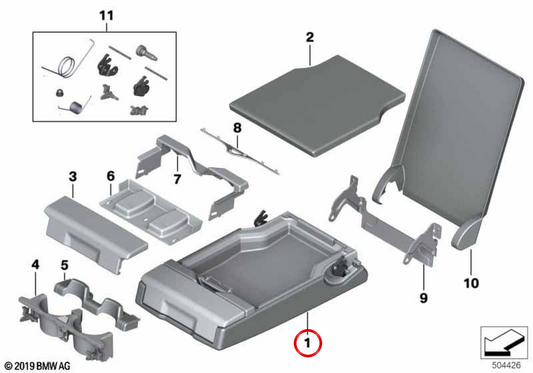 Soutien en cuir inférieur OEM 52207278004 pour BMW F10 et F11. BMW d'origine.