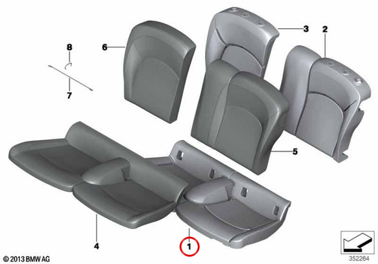 Vordersitzschaumteil OEM 52207299506 für MINI F56, F56 LCI. Originaler MINI.