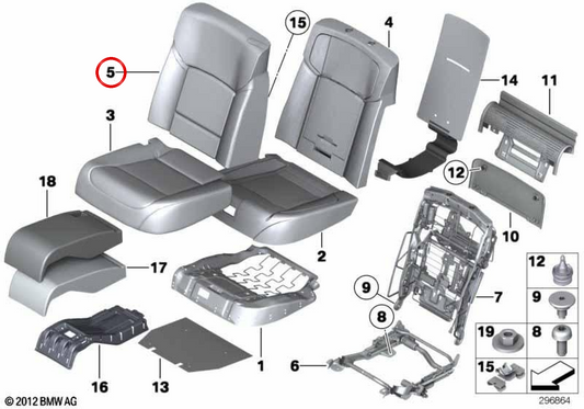 Iffet Power in Climated Leather OEM 52207322751 pour BMW F01, F02, F04. BMW d'origine.