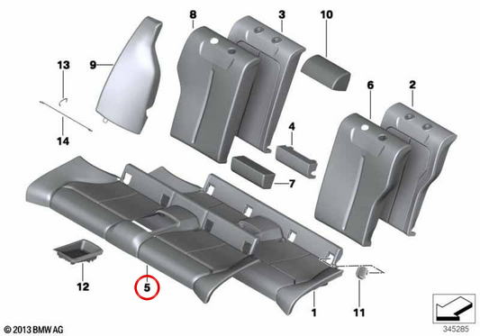 Coperchio di sedile in pelle sintetica OEM 52207328277 per BMW F21, F22. BMW originale.