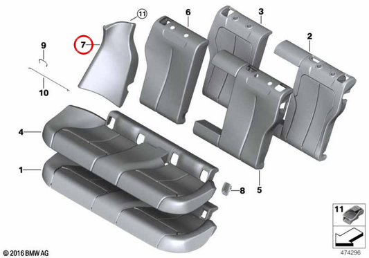 LINKS SEITE PANKE OEM 52207347522 für BMW F36. Original BMW.