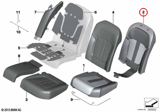 Schaum setzt Komfort mit linkslüftung OEM 52207357893 für BMW G11, G12. Original BMW.