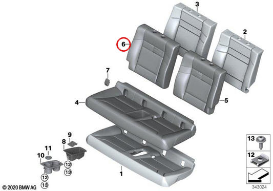 Coperchio di supporto del sedile destro su tessuto OEM 52207362914 per BMW I3 (I01). BMW originale.
