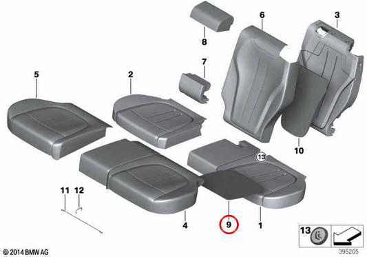 Calefacción asiento derecho OEM 52207364122 para BMW F15. Original BMW.