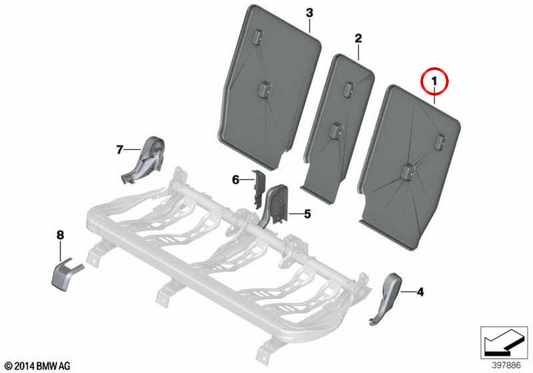 Unterstützung des linken Platzes 52207381151 für BMW F45, F48, F39. Original BMW.